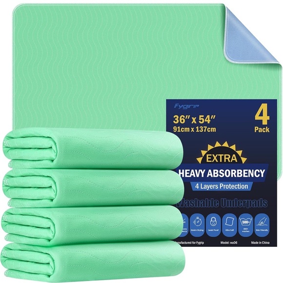 4 Pack 36” x 54”Extra Heavy Absorbency Washable Underpads,Mattress Protector,NEW - Picture 1 of 8